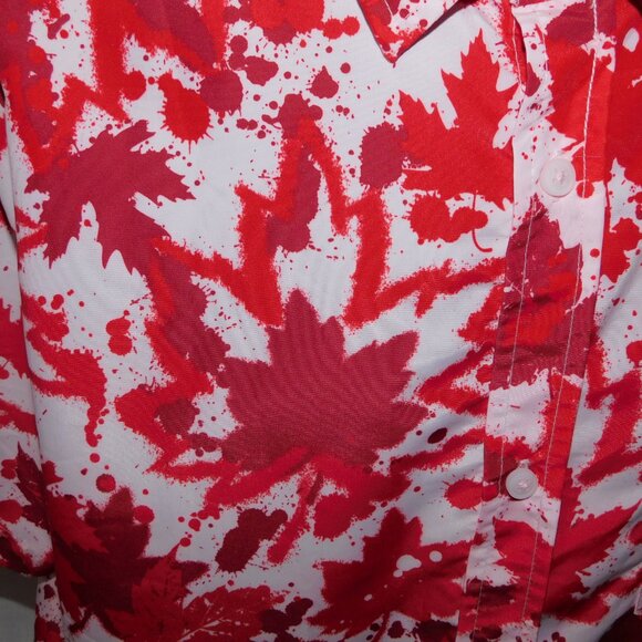 EH Canada Red White Maple Leaf Mens XL Short sleeve Button Front Shirt Canadian - Picture 4 of 10